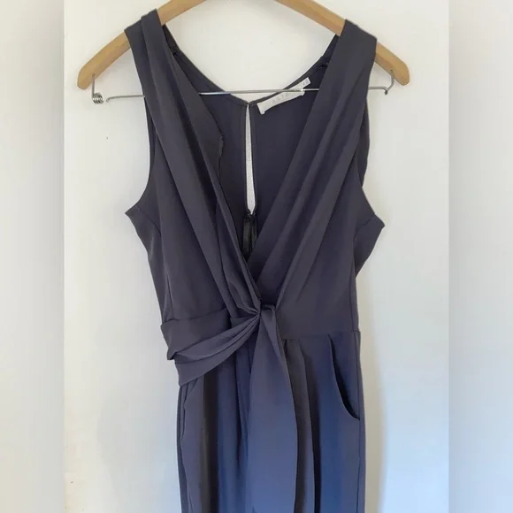 ASTR The Label Gray Knot Waist Tie Sleeveless Jumpsuit XL - Picture 4 of 7